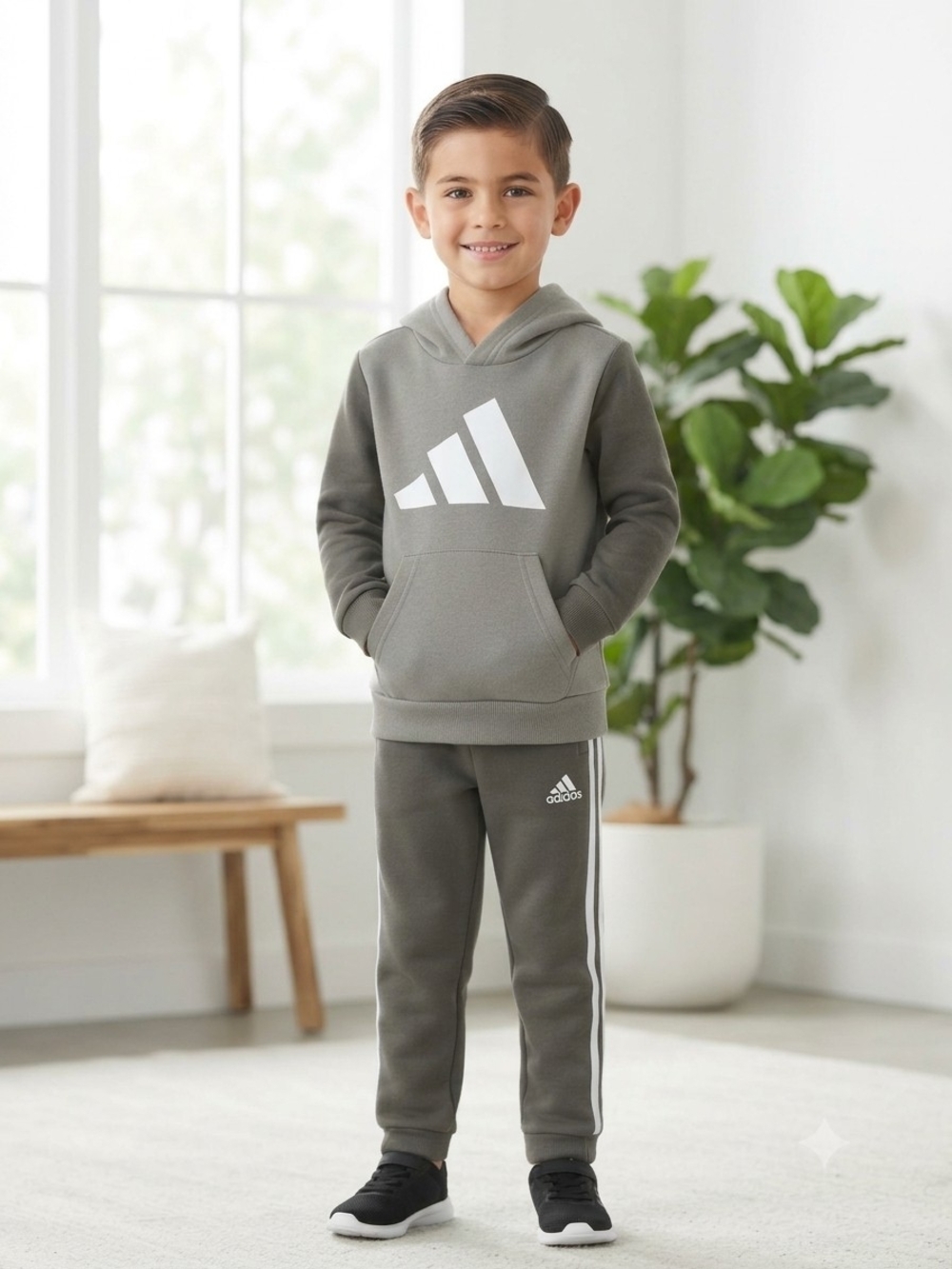 Adidas Grey & White Hoodie & Jogger Set Size 5T NWOT